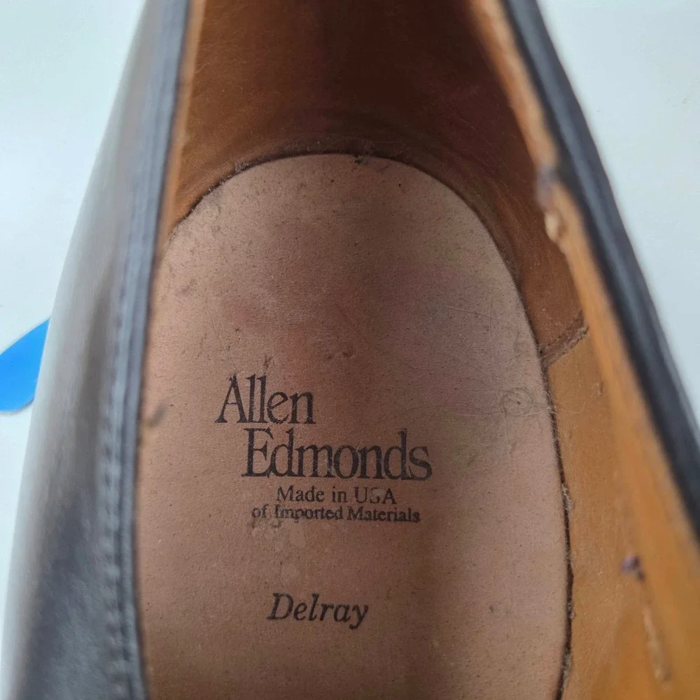 Allen Edmonds Delray Black Leather Split Toe Derby Dress Shoes Mens 14 D 1208